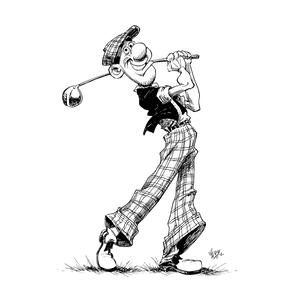 Humorous Golfer Illustration Vinyl Car Decal Sticker – Waterproof & UV-Resistant 6.826666666666667"