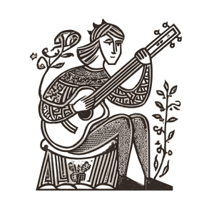 Medieval Guitarist Illustration V2 Vinyl Car Decal Sticker – Waterproof & UV-Resistant 6.826666666666667"