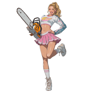 Cheerleader With Chainsaw V2 Vinyl Car Decal Sticker – Waterproof & UV-Resistant 6.826666666666667"