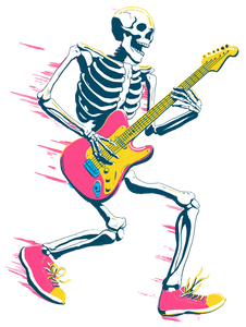 Skeleton Rocking Guitar Vinyl Car Decal Sticker – Waterproof & UV-Resistant 8.213333333333333"