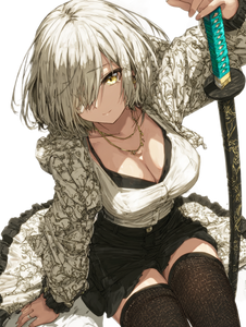 Anime Girl Katana V2 Vinyl Car Decal Sticker – Waterproof & UV-Resistant 8.213333333333333"