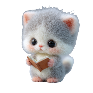 Fluffy Kitten Reading Vinyl Car Decal Sticker – Waterproof & UV-Resistant 3.4133333333333336"