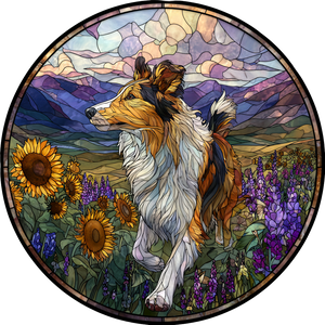 Collie In Wildflowers Vinyl Car Decal Sticker – Waterproof & UV-Resistant 6.826666666666667"