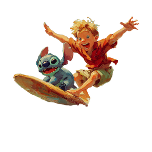 Lilo And Stitch Surfing Vinyl Car Decal Sticker – Waterproof & UV-Resistant 3.4133333333333336"