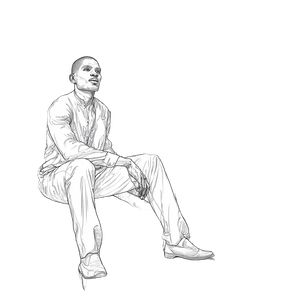 African Man Sitting V2 Vinyl Car Decal Sticker – Waterproof & UV-Resistant 3.4133333333333336"