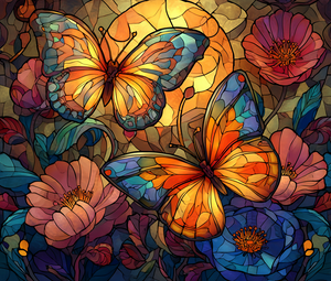Stained Glass Butterflies V9 Vinyl Car Decal Sticker – Waterproof & UV-Resistant 3.36"