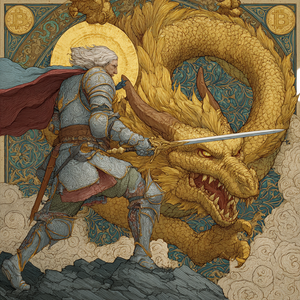 Bitcoin Knight Vs Dragon Vinyl Car Decal Sticker – Waterproof & UV-Resistant 6.826666666666667"