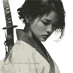 Geisha With Sword V4 Vinyl Car Decal Sticker – Waterproof & UV-Resistant 6.826666666666667"