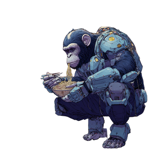 Cyborg Chimp Eating Vinyl Car Decal Sticker – Waterproof & UV-Resistant 6.826666666666667"