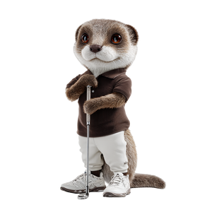 Golfing Weasel Mascot Vinyl Car Decal Sticker – Waterproof & UV-Resistant 6.826666666666667"