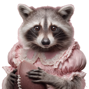 Raccoon Football Mascot Vinyl Car Decal Sticker – Waterproof & UV-Resistant 6.826666666666667"