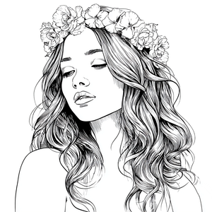 Girl With Flower Wreath Vinyl Car Decal Sticker – Waterproof & UV-Resistant 3.4133333333333336"