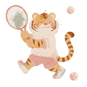 Tiger Playing Tennis Vinyl Car Decal Sticker – Waterproof & UV-Resistant 3.4133333333333336"