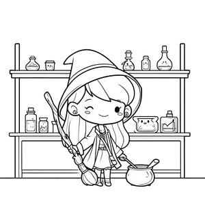 Cheerful Young Witch Vinyl Car Decal Sticker – Waterproof & UV-Resistant 3.4133333333333336"