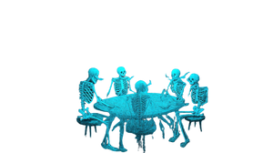 Skeletons Arguing Table Vinyl Car Decal Sticker – Waterproof & UV-Resistant 2.72"