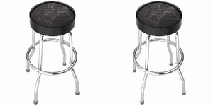 2x Darth Vader Vinyl Garage Stool | Non-Swivel Steel Legs | Chrome Frame Foam-Padded Seat | Universal Use