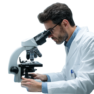 Scientist Using Microscope V4 Vinyl Car Decal Sticker – Waterproof & UV-Resistant 3.4133333333333336"