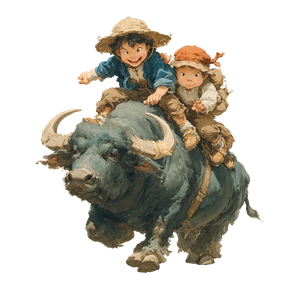 Children Riding Buffalo Vinyl Car Decal Sticker – Waterproof & UV-Resistant 6.826666666666667"