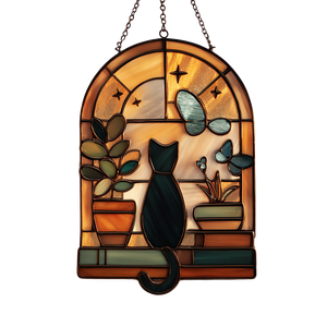 Cozy Cat Suncatcher Vinyl Car Decal Sticker – Waterproof & UV-Resistant 3.4133333333333336"