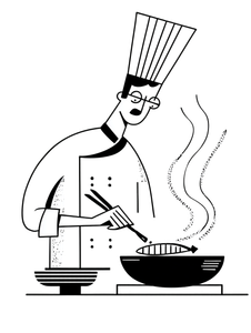 Chef Cooking Salmon Vinyl Car Decal Sticker – Waterproof & UV-Resistant 8.213333333333333"