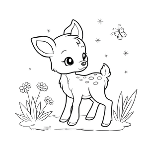 Kawaii Fawn Fireflies Vinyl Car Decal Sticker – Waterproof & UV-Resistant 6.826666666666667"