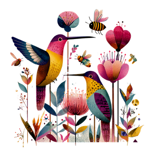 Hummingbirds Bees Flowers Vinyl Car Decal Sticker – Waterproof & UV-Resistant 6.826666666666667"