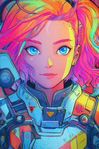 Rainbow-Haired Cyberpunk Girl Vinyl Car Decal Sticker – Waterproof & UV-Resistant 4.4