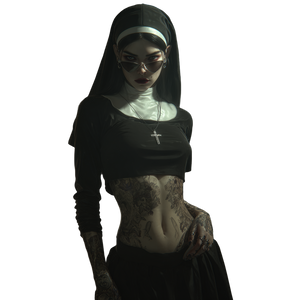 Tattooed Nun Portrait V13 Vinyl Car Decal Sticker – Waterproof & UV-Resistant 6.826666666666667"