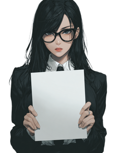 Anime Businesswoman Holding Sign Vinyl Car Decal Sticker – Waterproof & UV-Resistant 8.213333333333333"