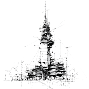 Futuristic Tower Sketch Vinyl Car Decal Sticker – Waterproof & UV-Resistant 3.4133333333333336"