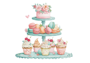 Pastel Dessert Stand Vinyl Car Decal Sticker – Waterproof & UV-Resistant 3.0