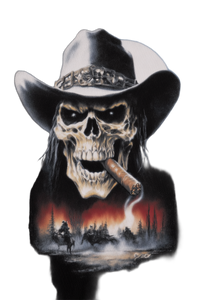 Cowboy Skull Cigar Vinyl Car Decal Sticker – Waterproof & UV-Resistant 8.96"