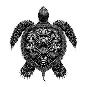 Chinese Ink Turtle Vinyl Car Decal Sticker – Waterproof & UV-Resistant 3.4133333333333336"