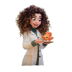 Scientist With Goldfish Vinyl Car Decal Sticker – Waterproof & UV-Resistant 3.4133333333333336"