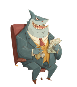 Cartoon Loan Shark Vinyl Car Decal Sticker – Waterproof & UV-Resistant 3.8