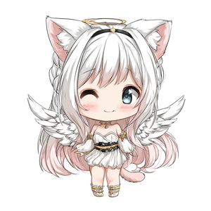 Chibi Angel Cat V2 Vinyl Car Decal Sticker – Waterproof & UV-Resistant 3.4133333333333336"