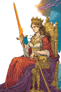 Queen With Fiery Sword Vinyl Car Decal Sticker – Waterproof & UV-Resistant 8.96"