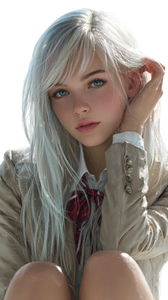 Blushing Schoolgirl Portrait Vinyl Car Decal Sticker – Waterproof & UV-Resistant 9.706666666666667"