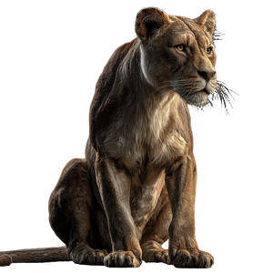 Lioness Sitting V2 Vinyl Car Decal Sticker – Waterproof & UV-Resistant 3.4133333333333336"