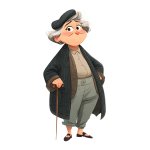 Confident Elderly Cartoon Vinyl Car Decal Sticker – Waterproof & UV-Resistant 3.4133333333333336"