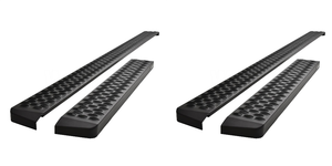 2x Durable Ford Transit-350 HD Running Board | Grate Steps, Textured Black Steel, Mounting Kit Required