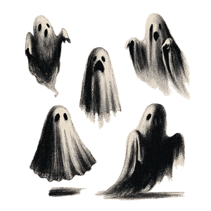 Spooky Ghost Sketches Vinyl Car Decal Sticker – Waterproof & UV-Resistant 6.826666666666667"