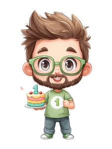 Chibi Man With Cake Vinyl Car Decal Sticker – Waterproof & UV-Resistant 8.213333333333333"