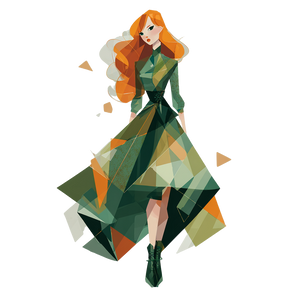 Geometric Orange-Haired Girl Vinyl Car Decal Sticker – Waterproof & UV-Resistant 3.4133333333333336"