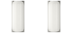 2x Polyform Boat Fender | HTM-1 White Ribbed Cylinder | 6.3 Inch Diameter x 15-1/2 Inch Length | PVC | Medium-Duty | Unique Polyform Valve
