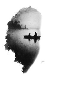 Foggy Lake Silhouettes Vinyl Car Decal Sticker – Waterproof & UV-Resistant 8.96"