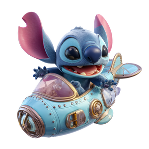 Stitch On Spaceship Vinyl Car Decal Sticker – Waterproof & UV-Resistant 6.826666666666667"