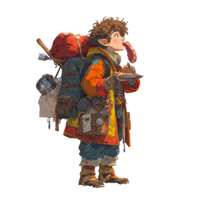 Halfling Bard Eating Vinyl Car Decal Sticker – Waterproof & UV-Resistant 3.4133333333333336"