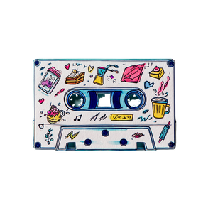 Whimsical Cassette Doodle Vinyl Car Decal Sticker – Waterproof & UV-Resistant 3.4133333333333336"