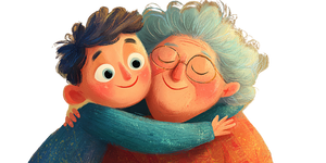 Toddler Hugging Grandmother Vinyl Car Decal Sticker – Waterproof & UV-Resistant 5.12"